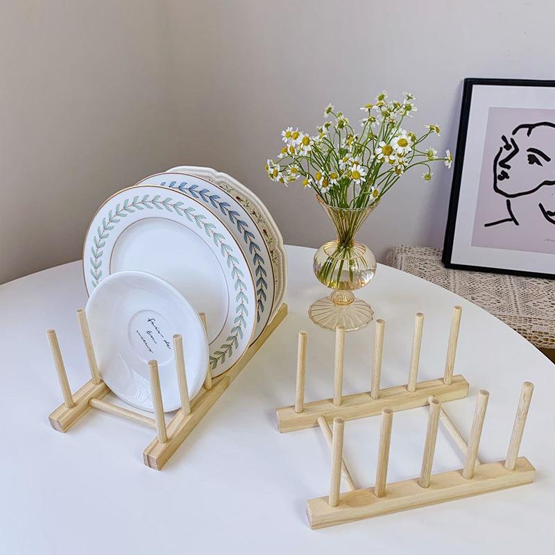 厂家厨房置物架竹制酒茶杯书架碗筷收纳架多用途超市碗碟沥水碗架