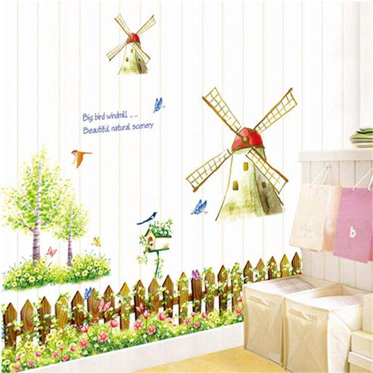 新房卧室装饰品客厅沙发电视背景墙纸贴画自粘墙贴907田园风车