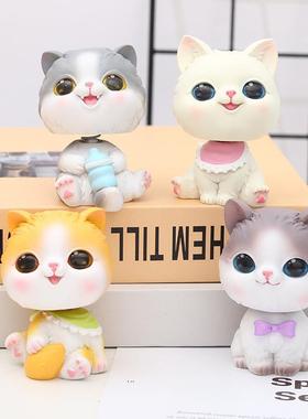 创意摇头可爱乖萌宝宝小猫咪汽车载摆件卡通萌宠猫烘培蛋糕装饰品