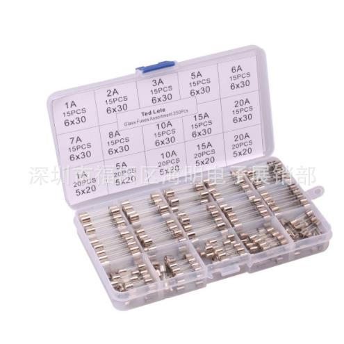 250PCS玻璃保险丝管250V1A2A3A5A6A7A8A10A15A20A 6x30mm 5X20