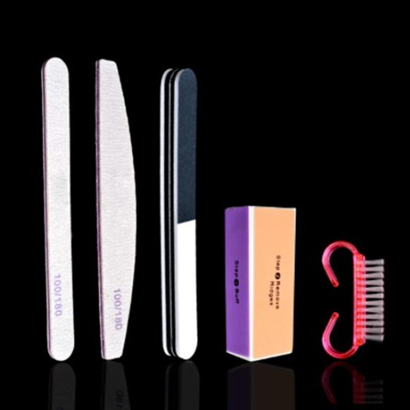 美甲半月指甲挫 黑白灰抛光条打磨套装5件套 打磨豆腐块 修甲工具