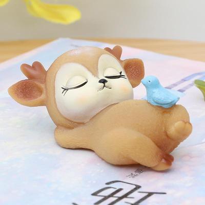 南院传芳 搪胶卡通鹿宝宝蛋糕摆件创意车载桌面梅花小鹿饰品