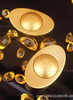 纯黄铜元宝摆件办公室客厅 实心招财进宝铜器转转铜器金属工艺品