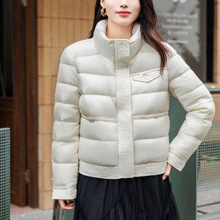 显瘦气质防风拉链暗扣防风保暖双插袋显瘦90白鸭绒洋气短款羽绒服