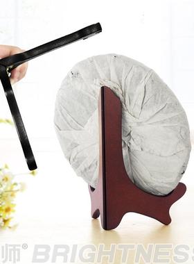 盘子支架茶饼托钟表相框奖牌证书底座工艺品展示折叠三角木质架子