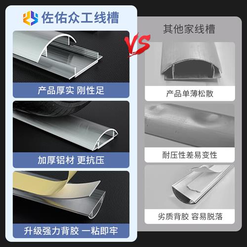 地线槽明装铝合金地面明线走线地槽电线遮挡神器防踩压卡扣压线槽