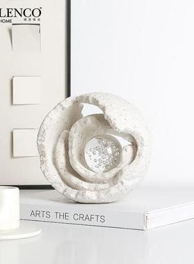 侘寂现代家居抽象艺术圆与缺摆件酒店办公室桌面新奇特装饰工艺品