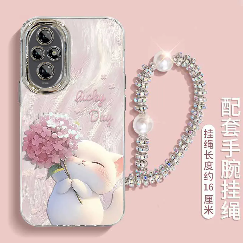 绣球猫咪精孔羽纱手机壳