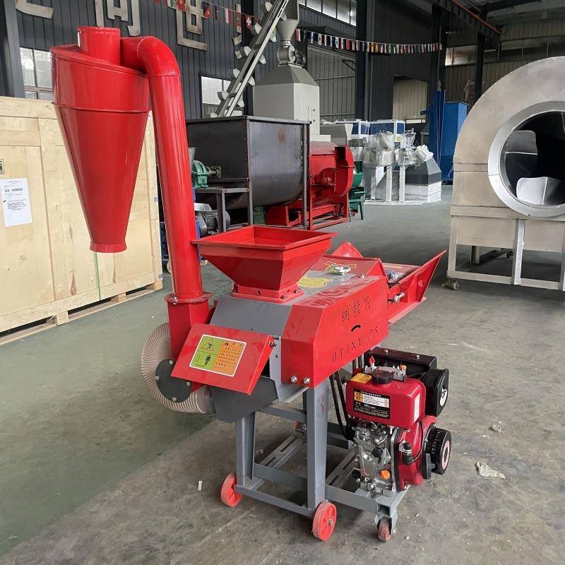 出口173风冷柴油鸡鸭鹅饲料粉碎机自动进料农作物秸秆粉碎机