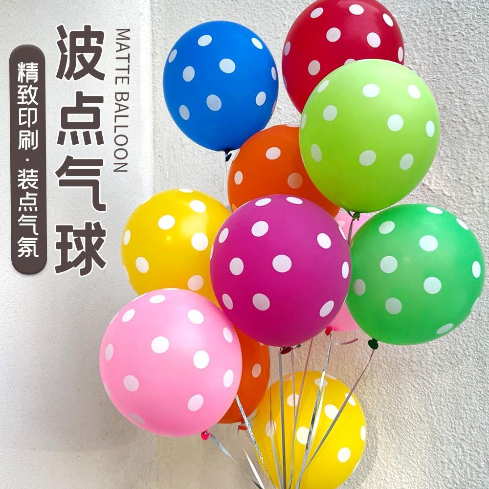 12寸加厚透明波点圆点飘空摆摊批發气球儿童生日布置装饰