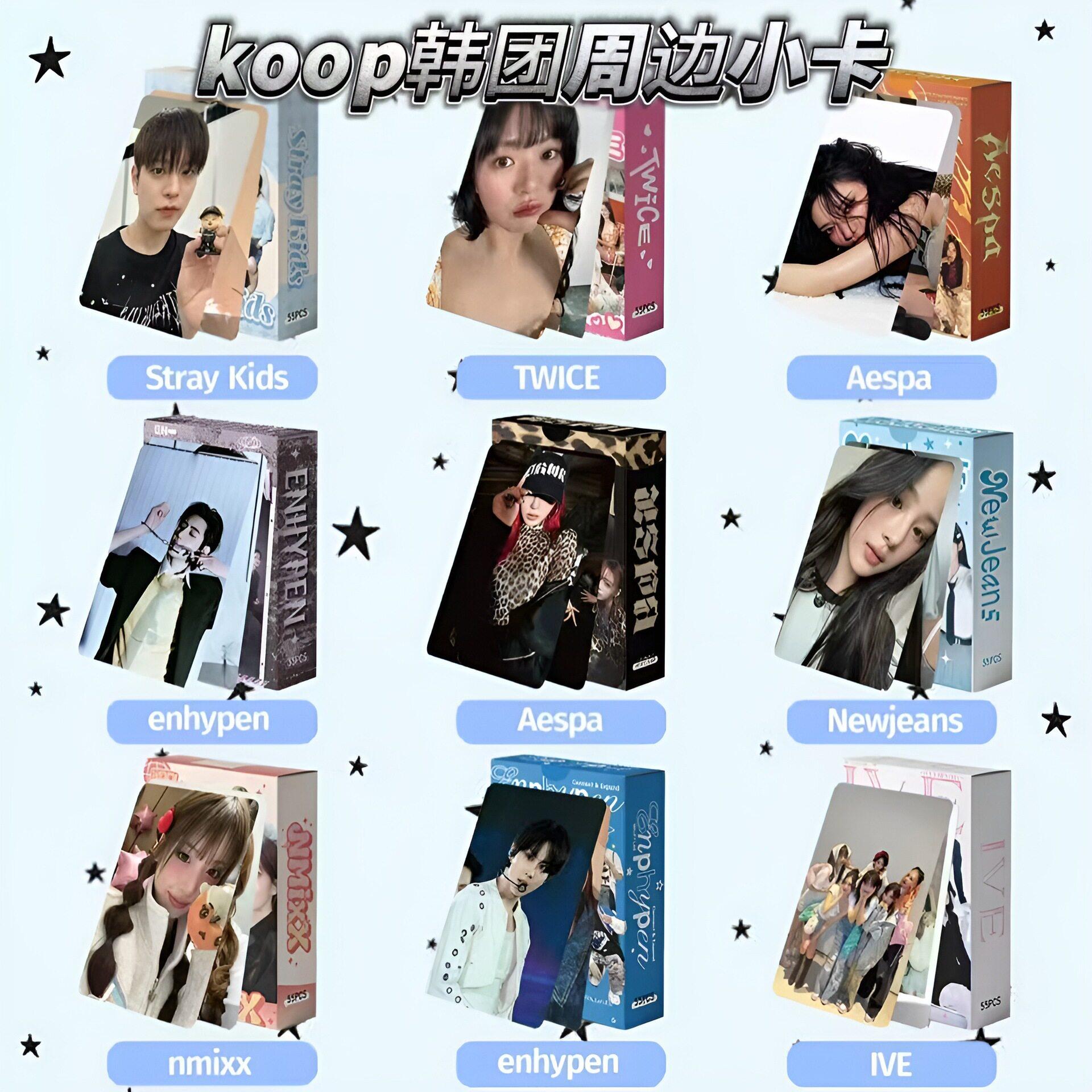 kpop明星韩团应援周边自印镭射小卡55张精美盒装学生收藏明信片