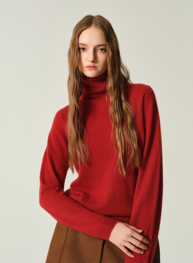 JENDES软糯亲肤毛针织纯色高领内搭修身打底衫上衣