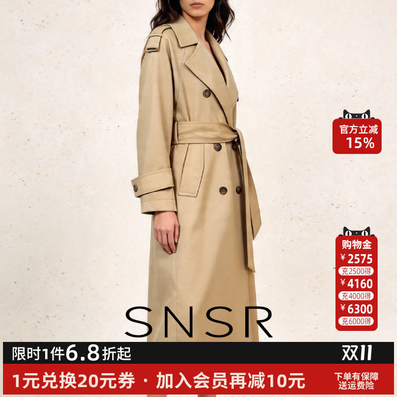 SNSR/圣妮思2026春季新款外套女中长款大女主休闲气质卡其色风衣