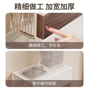厨房置物架实木收纳多功能沥水盘 筷子家用收纳架筷子筒沥水壁挂式