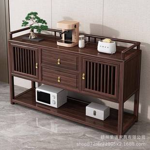 餐边柜乌金木全实木靠墙玄关柜餐厅边柜客厅家用中式 新中式 储物柜