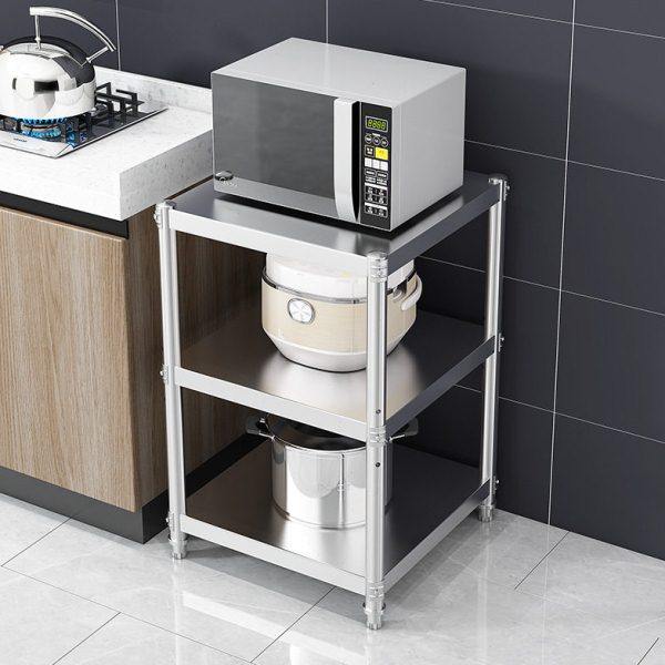 不锈钢厨房置物架落地微波炉收纳烤箱三层正方形架家用储物小架子,厨房/烹饪用具,微波炉置物架,淘宝优惠券,粉丝福利购,淘宝优惠卷