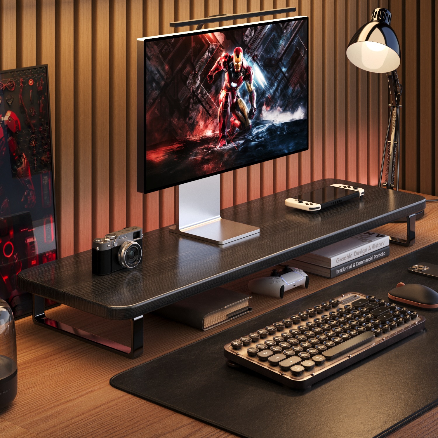 电竞房台式电脑显示器增高架置物架桌面收纳架托架加长笔记本支架