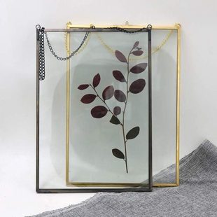欧美复古画框仿古金属工艺品简约相框玻璃植物标本框画夹