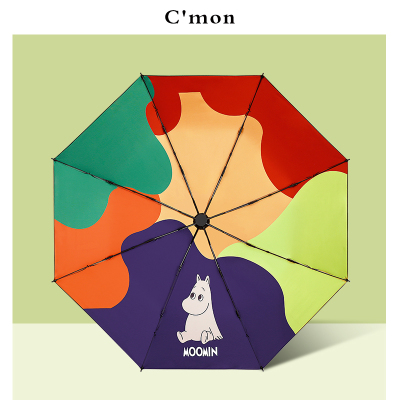 Cmon太阳伞防晒紫外线遮阳伞女创意可爱小黑伞两用U折叠自动晴雨