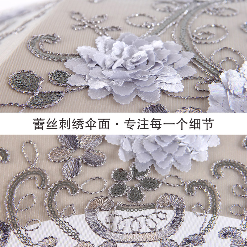 高档太阳伞防晒防紫外线刺绣蕾丝二折黑胶遮阳伞折叠洋.伞晴雨伞