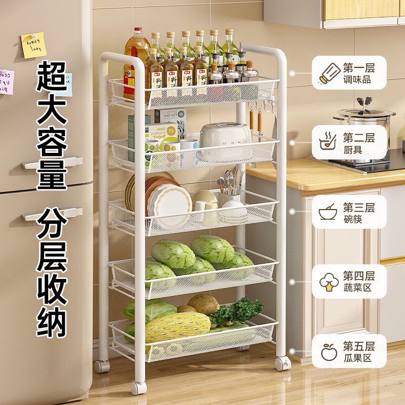 厨房置物架多功能收n纳架多层菜篮子铁艺蔬菜小推车放菜架子储物