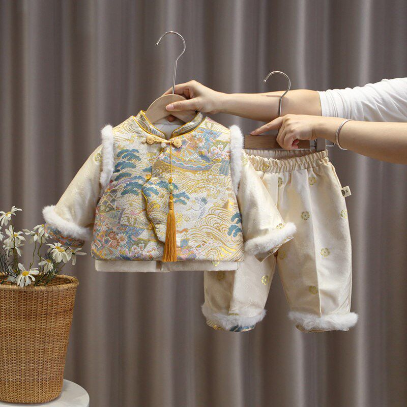 周岁男宝礼服生i日宴小少爷抓周衣服婴儿中式唐装新年装拜年服套