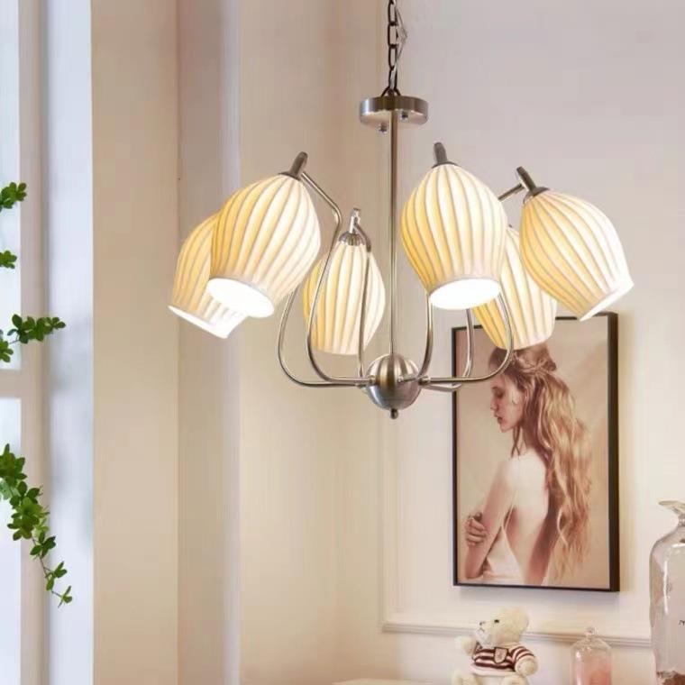 美式客厅吊灯高端别墅灯轻奢北欧卧室灯中古现代简约陶瓷餐厅灯具