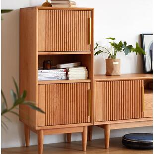 浩益佳全实木小边柜北欧电视柜客厅餐厅收纳角柜樱桃木组合储物柜