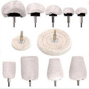 带柄白布轮蘑菇平行圆柱圆锥型加厚绒布轮白色纯棉布轮镜面抛光轮