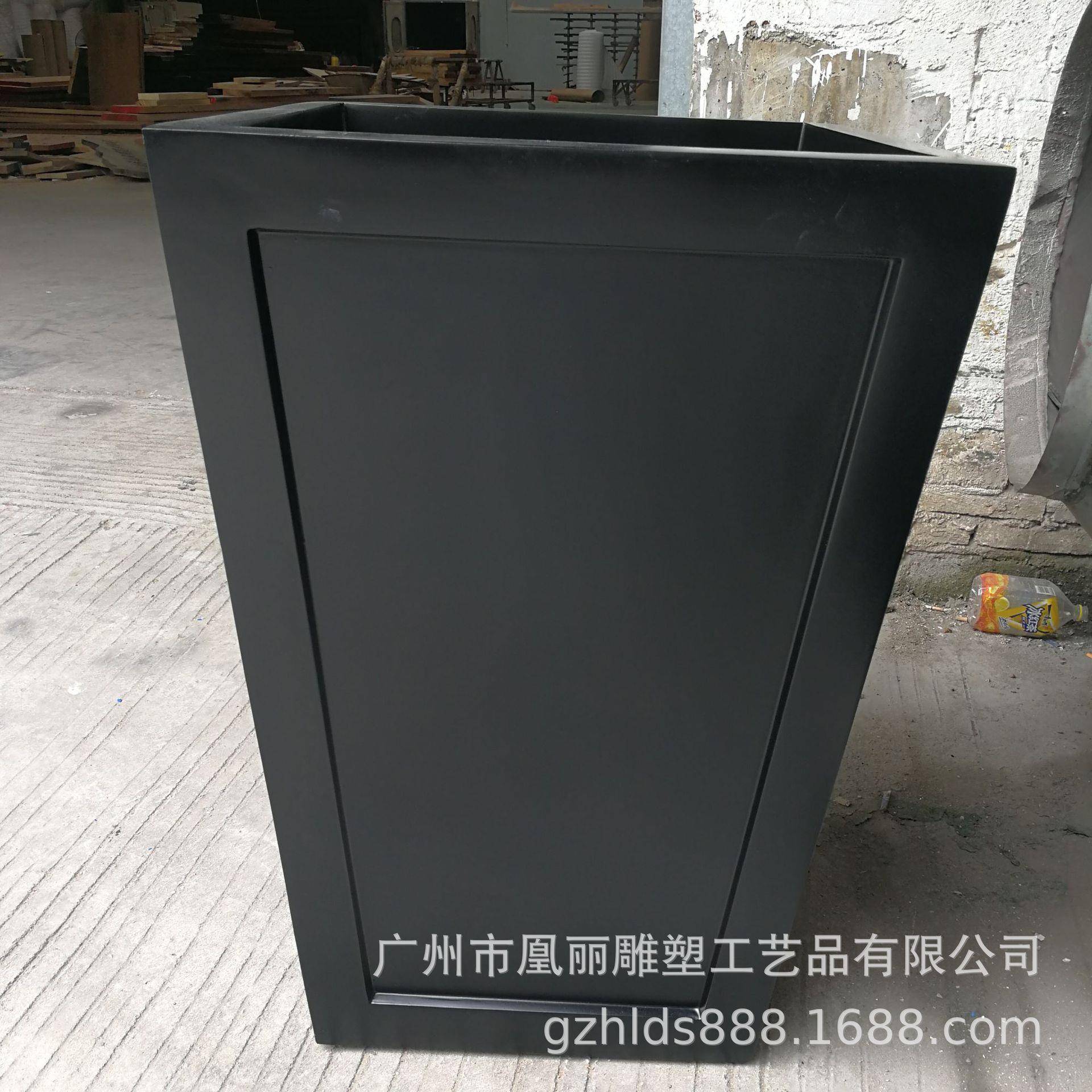 中式创意黑色花盆玻璃钢纤维阳台花箱长方形花钵户外花瓶花器