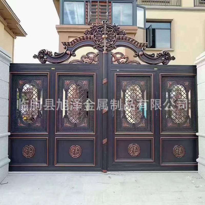 折叠铝艺大门别墅庭院铝合金大门 电动伸缩门不锈钢庭院大门