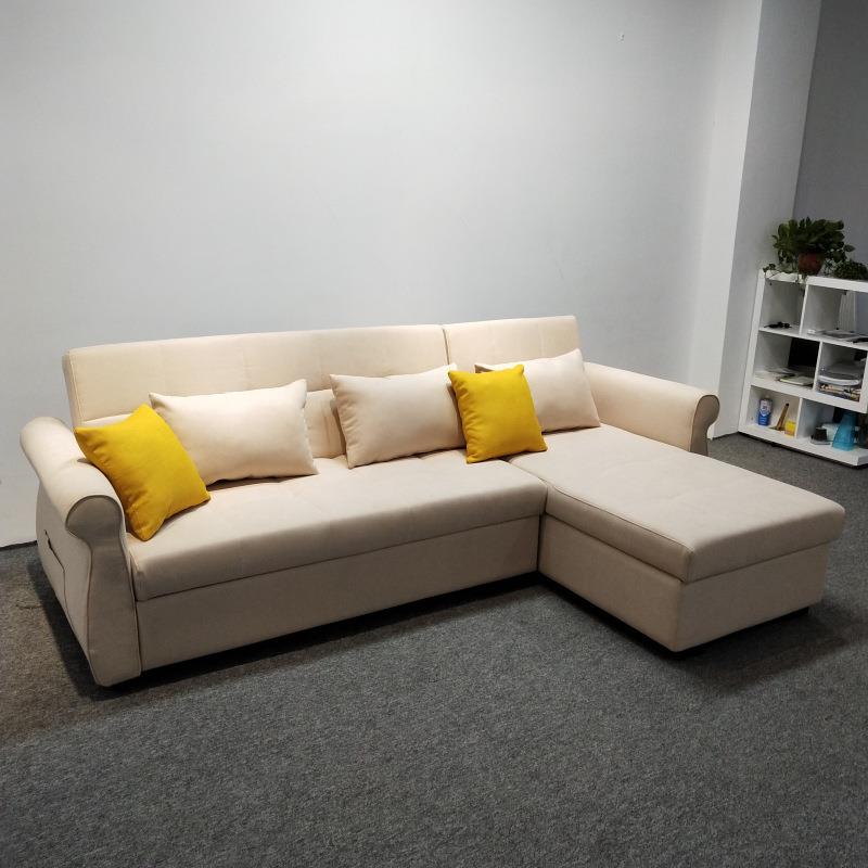 布艺沙发床两用可折叠客厅转角贵妃组合多功能拆洗储物科技布沙发