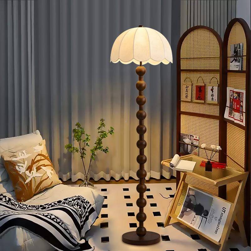 法式复古实木落地灯客厅沙发装饰氛围灯卧室护眼床头立式台灯