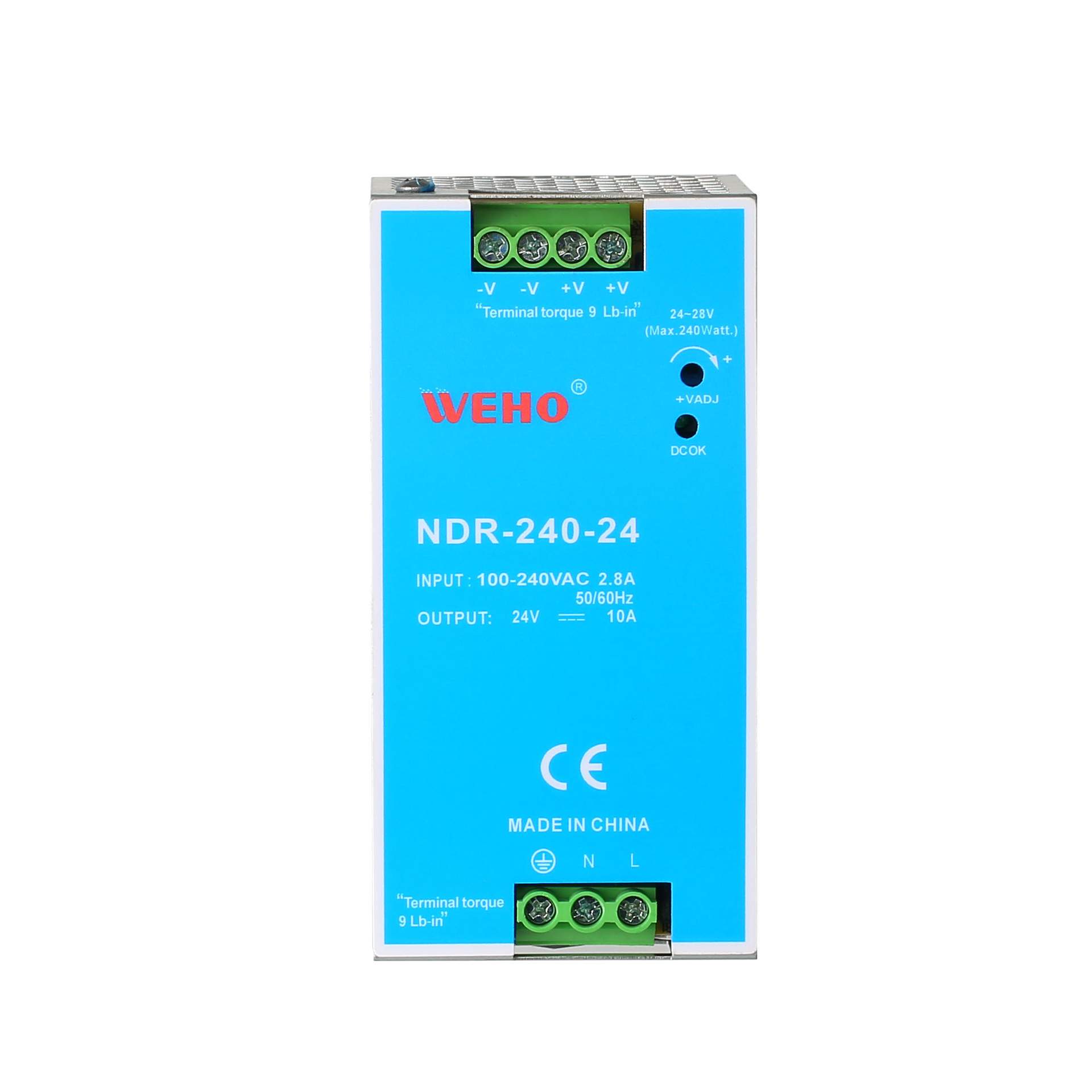 伟豪直销NDR-240W 24V 48V超薄导轨开关电源集中供电稳压输出