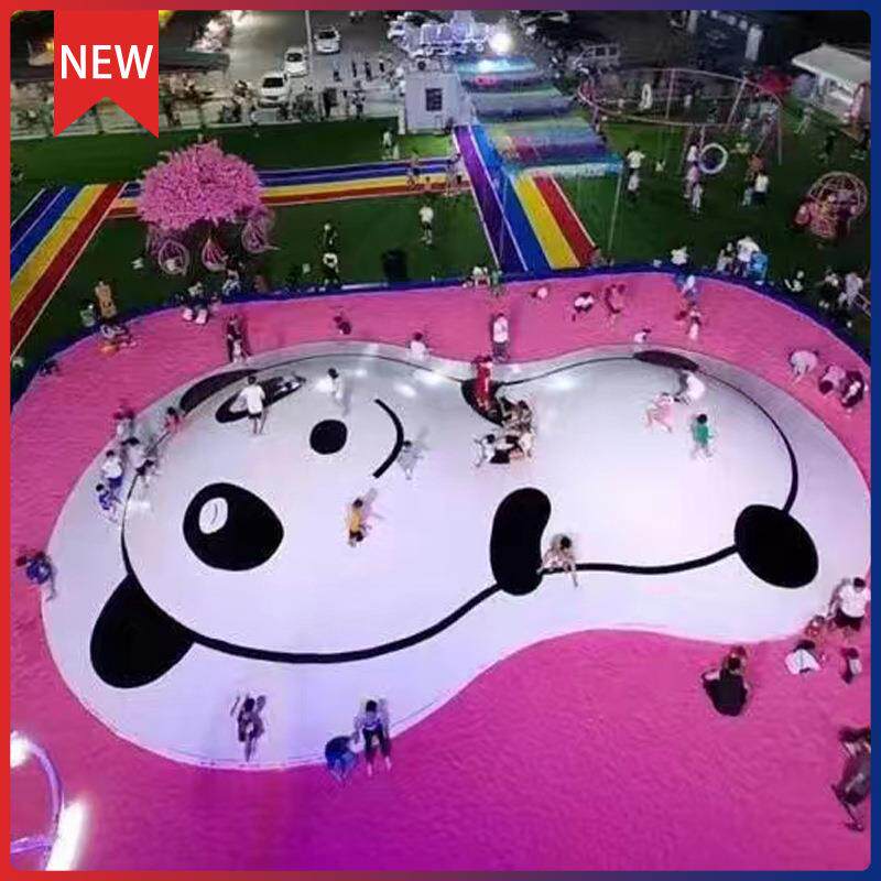 新款网红熊猫充气蹦蹦云户外景区乐园儿童跳跳云蹦床游乐设备