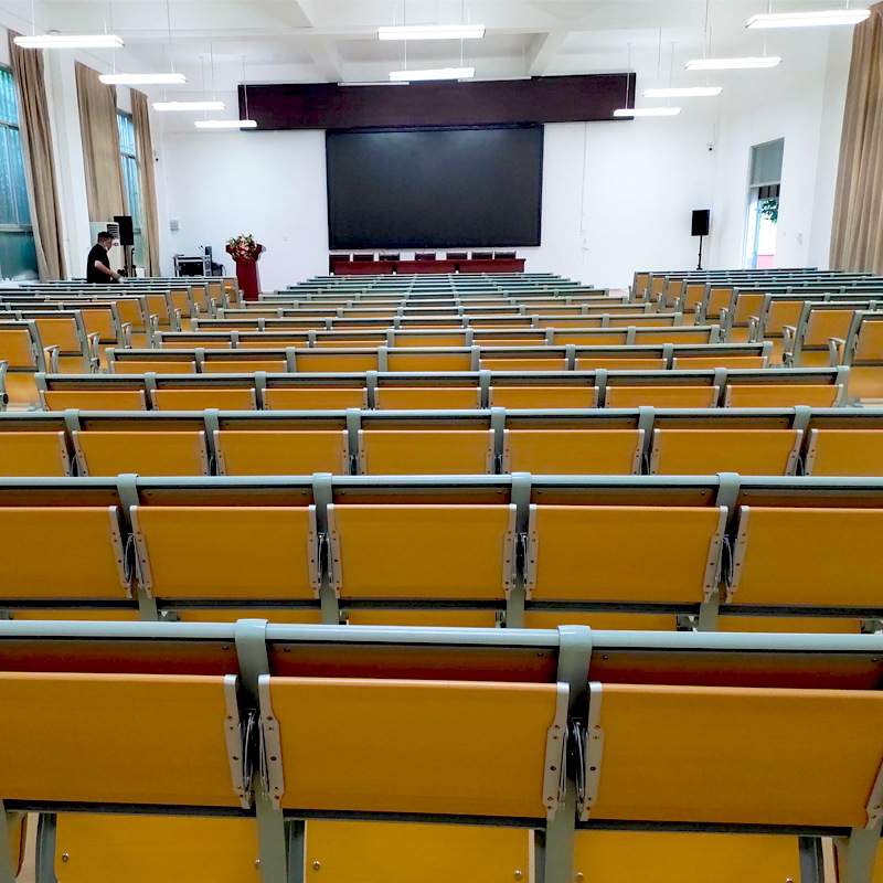 阶梯教室连排椅学校多媒体教室带写字板铝合金实木课桌椅报告厅椅