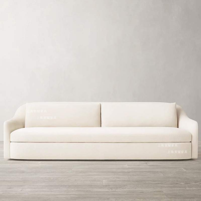 RH美式三人布艺沙发组合北欧简约米白色客厅弧形沙发MAXIME SOFA