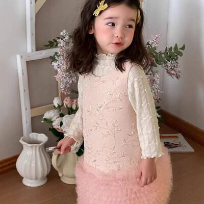 春季女童公主纱纱裙背心裙气质甜美tutu裙针织打底衫公主裙