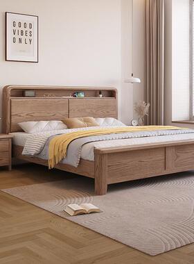 简fLE檬榆白蜡木实7D68p3zz木床极轻奢.8米x2储物床现代简约1.5米