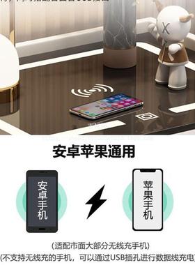 吉床妃翔轻奢实木智能头柜简约能现10005334代免安装家用多功卧室