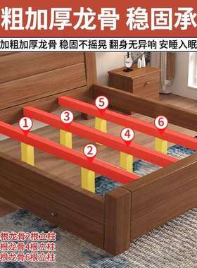 新式实木床床1.15米米8双人OGV大床现中代简约单人1.2出租房用经