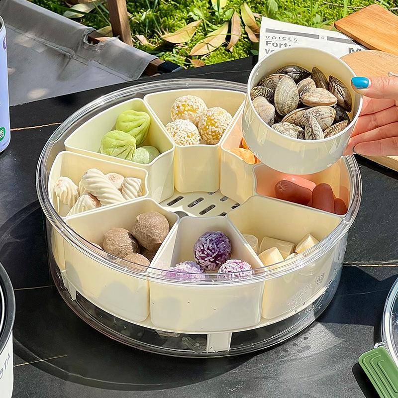 户外冰水果冰镇保鲜盒房箱提手食物盒K-9039九分格收纳露厨营野餐