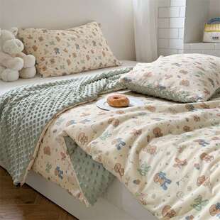 类夏针织棉儿豆豆被子婴GjSJRehZ童加A厚夏被季 幼儿园午睡被棉被