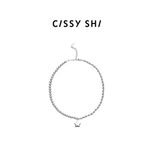CISSY SHI幸运爱心星星项链 镀18k白金银色轻奢小众颈链项链