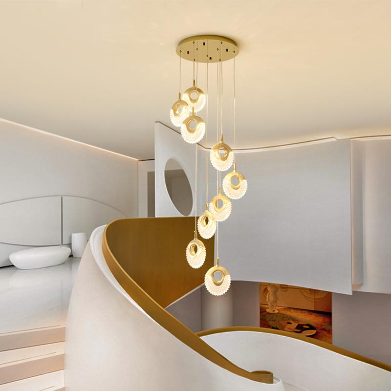 复式221楼旋转公寓客间厅楼梯灯长旋吊现吊代简约客厅灯转跃层lof