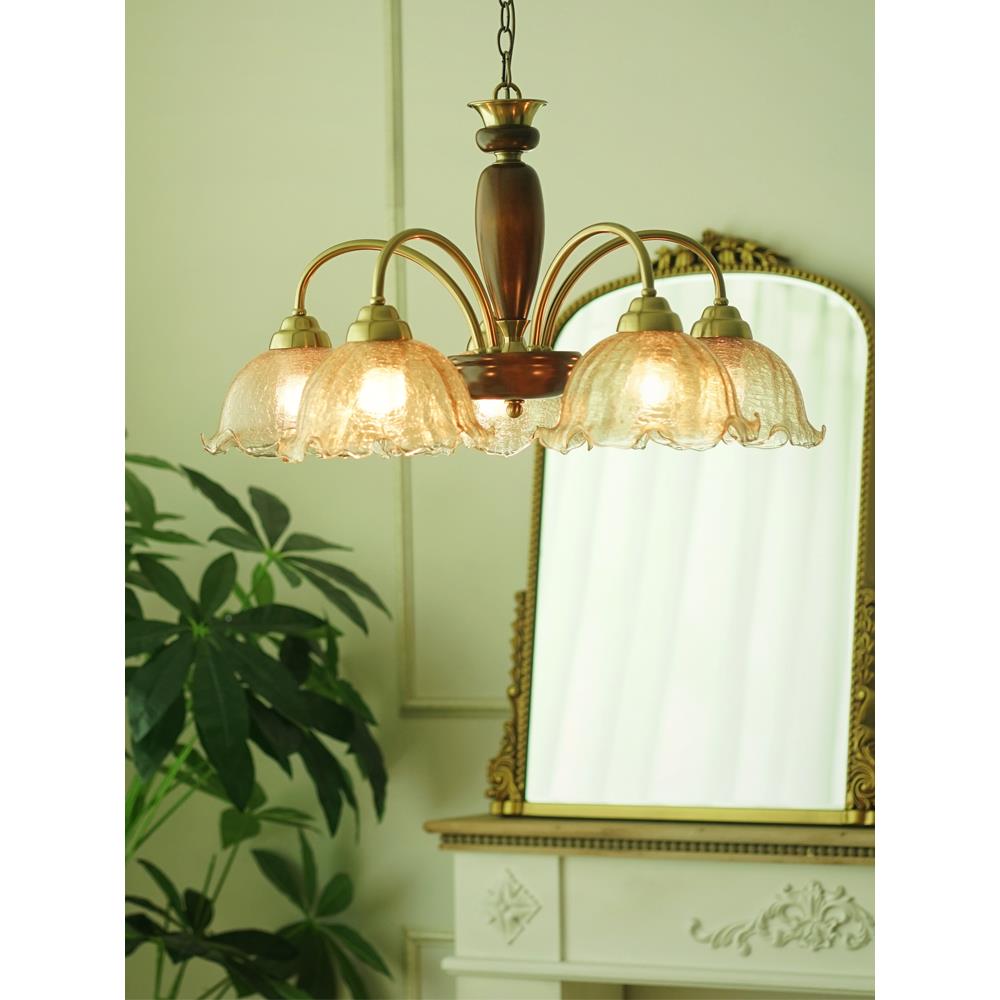 大厅气复171中玻璃实木古餐灯客厅卧室古法式南洋风美式书房吊灯