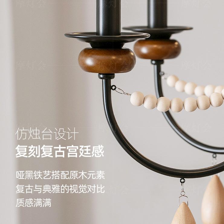 式中法古别墅挑空灯美式复古582蜡烛客大楼梯长吊灯实厅木复式灯