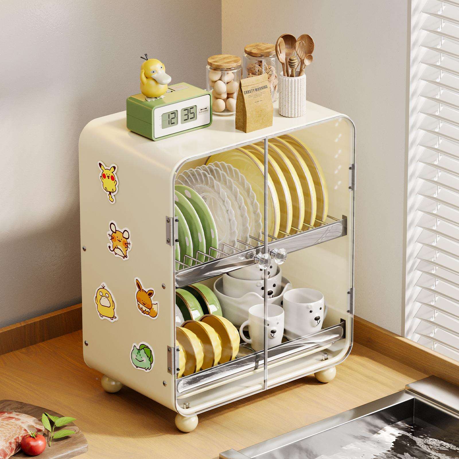 厨房碗碟收门纳架沥水碗架带碗碗多功能TC202590柜置物架放筷盘餐