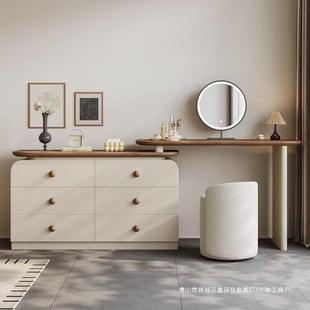 热中古风带梳妆台抽屉法妆台化妆桌式实木如图收纳一体奶油梳简约