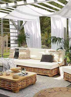 茶户外沙发庭院休防水防晒OXK民宿编露天阳光房几组闲合藤椅花园